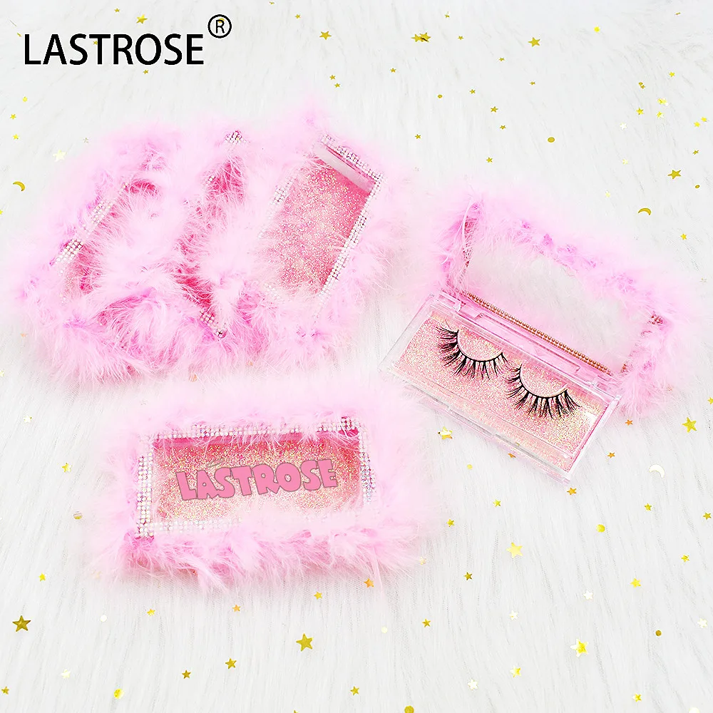 

New arrival pink eyelash box with fluff,Private label custom eyelash packaging box, Many colors to choose,customized accept