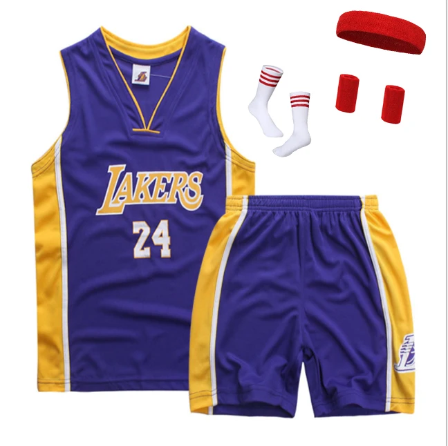 

Children's summer vest basketball uniform boys and girls vest shorts two-piece jersey custom free headband wrist and sock set, 39 colors