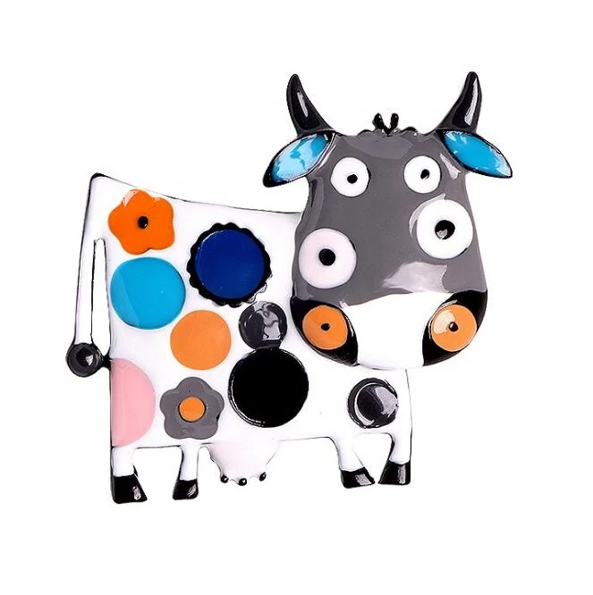 

Cute Cartoon Enamel Color Milk Cow Brooch Jewelry Brooch, As picture