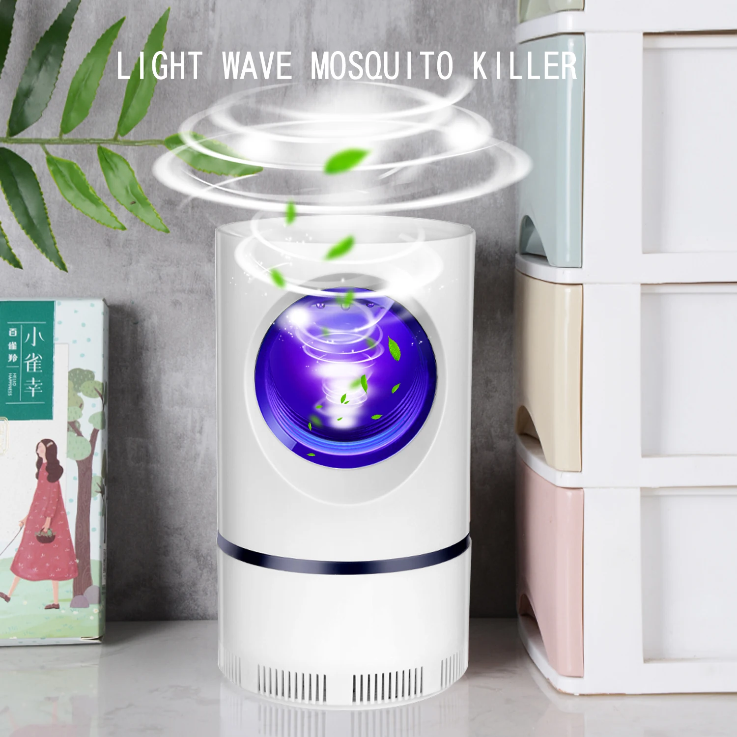 

Triangular Led Mosquito Lamp USB Electric Photocatalytic Repellent Bionic Trapping Light for Bedroom/Kitchen/Courtyard/Camping, White