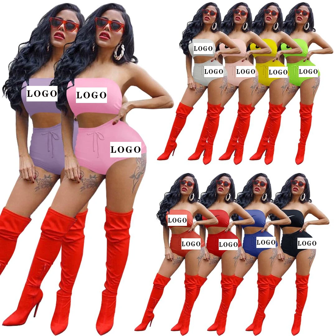 

custom LOGO Ms new summer dresses Casual Girls's plus size fashion clothing sexy short pants two piece women Dresses