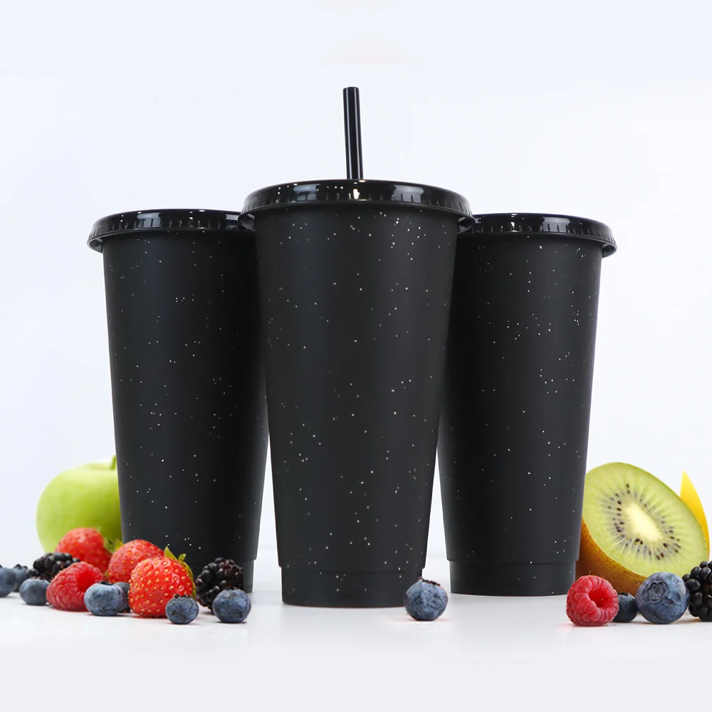 

High Quality PP Tumbler Colorful Plastic Cold Water Black Gradient Juice Cup, Customized