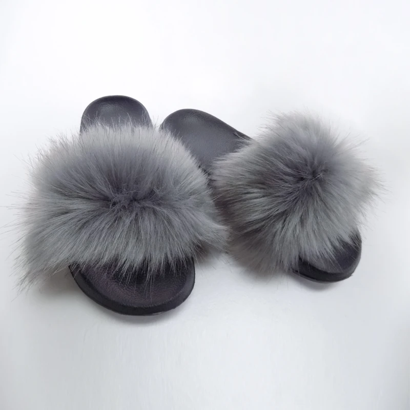 

fluffy slides slippers sandals for woman fur slide sandal, 18colors