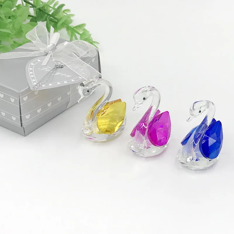 

Choice Crystal Collection Colorful Swans in Gift Box Baby Shower Favors Crystal Gift Wedding Party Giveaways