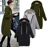 

Autumn Winter Jacket Women Coat Ladies Retro Zipper Up Spring Hooded Long Outwear Tops chaqueta mujer Plus Size S-5XL Coat