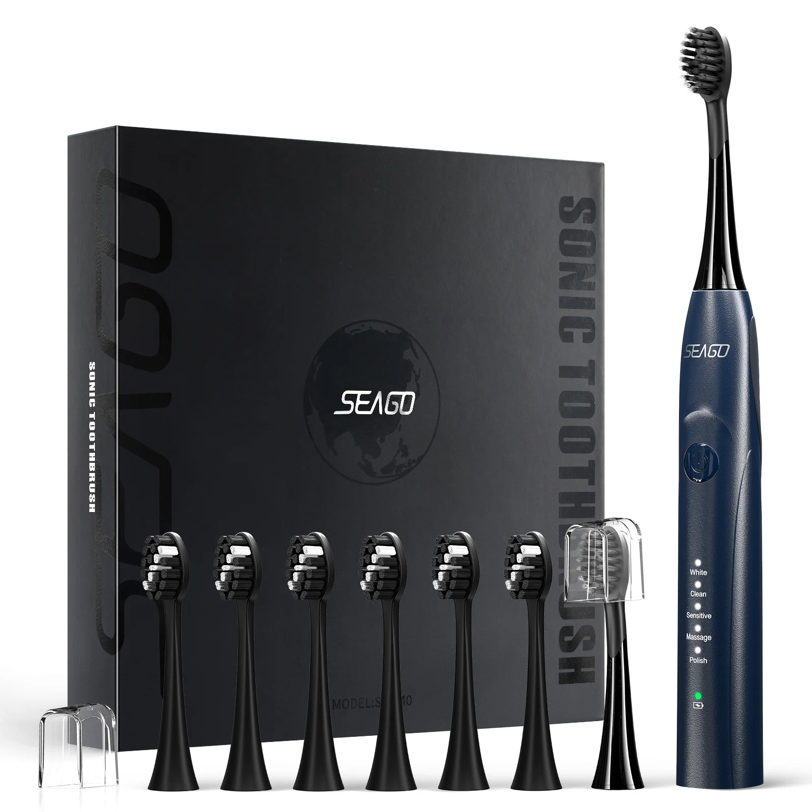 

SEAGO SG540 Fast Charge 45 Days Use 8 Duponts Brush Heads 5 Modes Automatic Sonic Powerful Rechargeable Electric Toothbrush