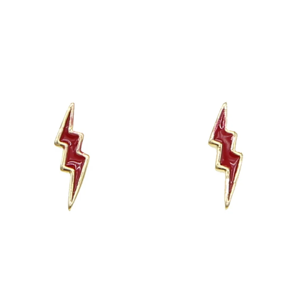 

2021 fashion jewelry Summer minimal delicate stud 4 colors enamel lightning bolt stud small stud earring for girl