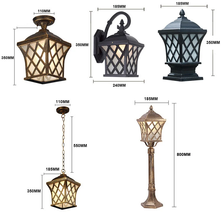 Factory Price antique european style outdoor pendant lighting hanging E27 glass aluminum garden light