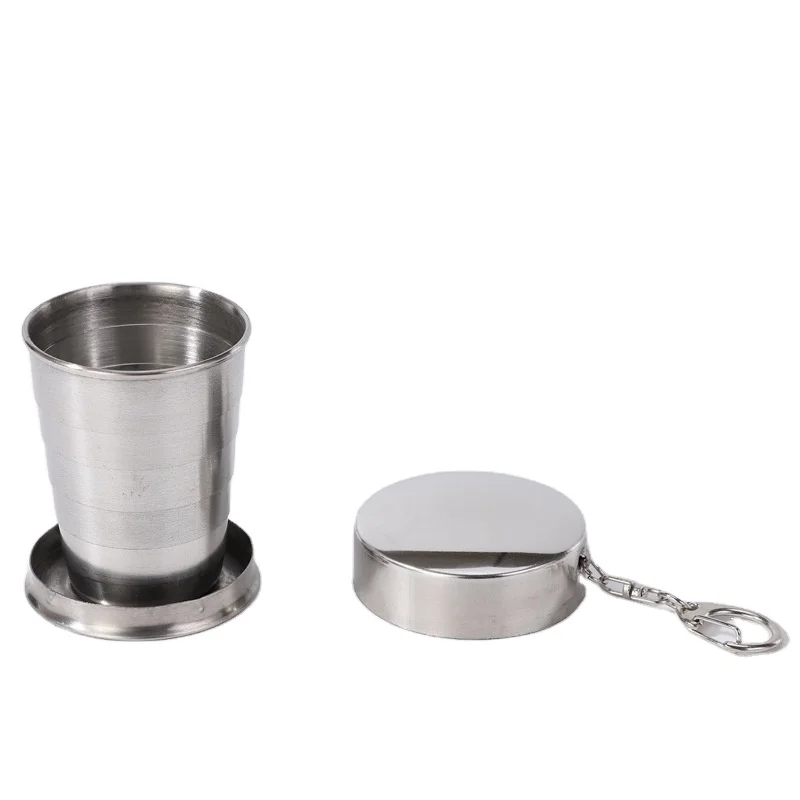 

Portable Stainless Steel Travel Folding Cup Collapsible Cup with Keychain 75ml 150ml 250ml