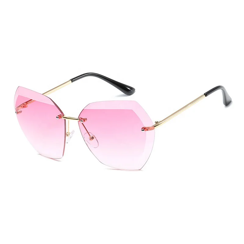 

Trendy color oversize rimless glasses luxury sunglasses for owmen fashion sunglasses