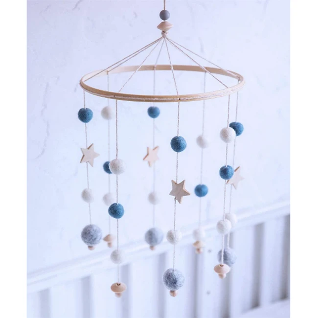 Wholesale custom home decoration felt hanging toy wind bell stars toys