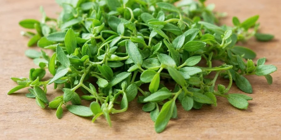 Fresh marjoram sprigs on wooden background