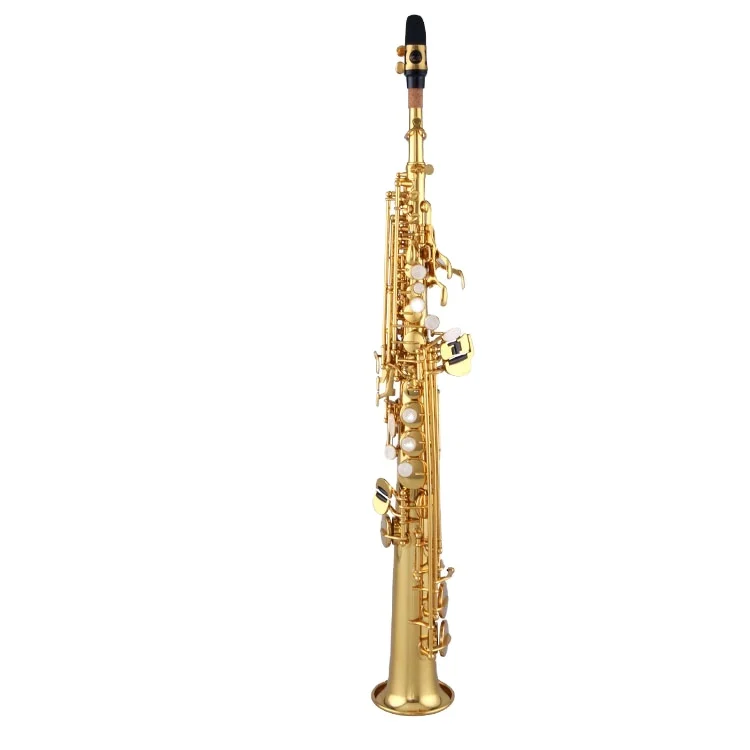 

2021 Hot Selling Product Professional Musical Instrument Gold Lacquer Brass Body Soprano Saxophone