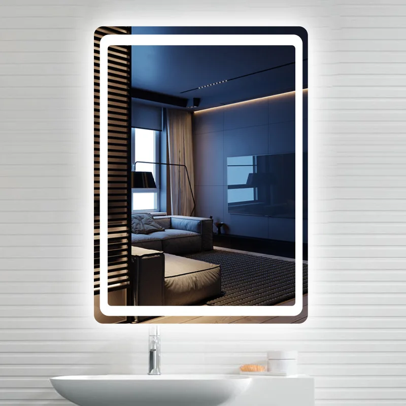 

wholesale bathroom led mirror light wall mounted rectangle shaped mirror with led light