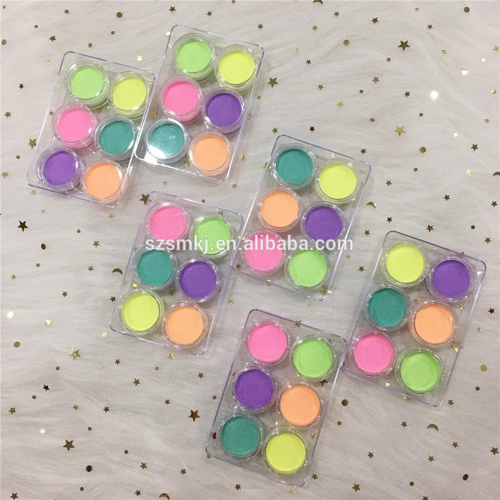

Wholesale water activated liners Kit Neon Color Makeup Eyeshadow Powder Kit UV color glow in the dark, 15 colors