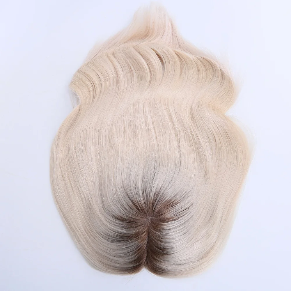 

Virgin European Remy Hair Double Drawn Human Hair Toupee For Women Top Hair Piece Roots Blonde Collection