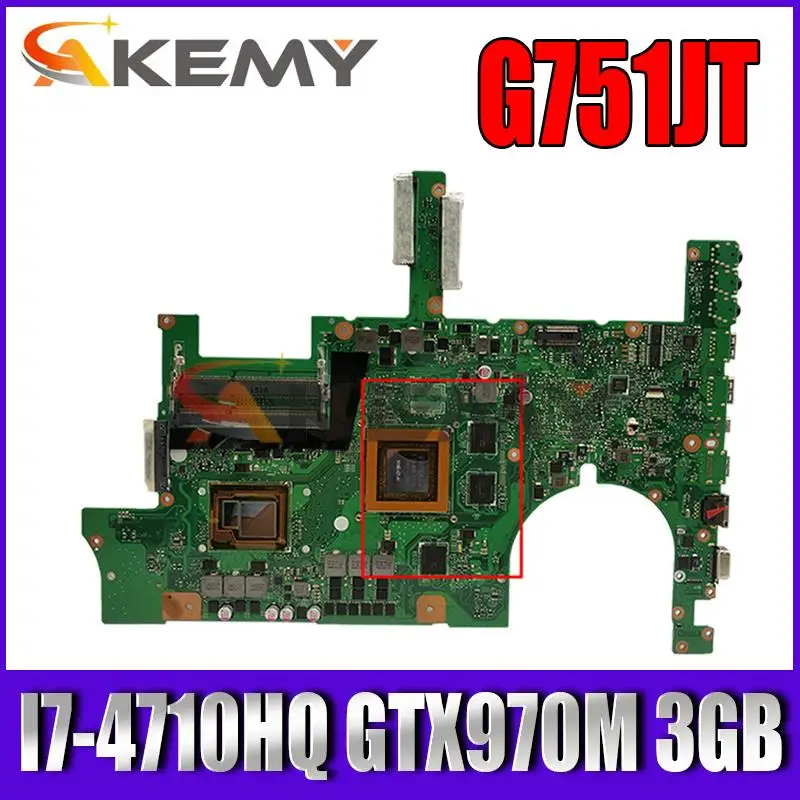 

G751JT MB_0M/I7-4710HQ/AS GTX970M 3GB 90NB06M1-R00040 Mainboard For Asus G751JT G751JY G751JL G751J G751 laptop motherboard