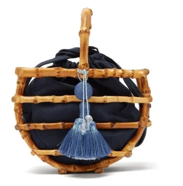 

Super Quality Fashion Women Bamboo Round Bag Tassel Nice Straw Hollow Out Beach Clutch Bags