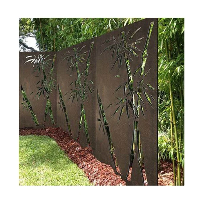 

Bamboo Pattern Design Decoraitve Laser Cut Privacy Garden Fence Outdoor Metal Fencing Panels