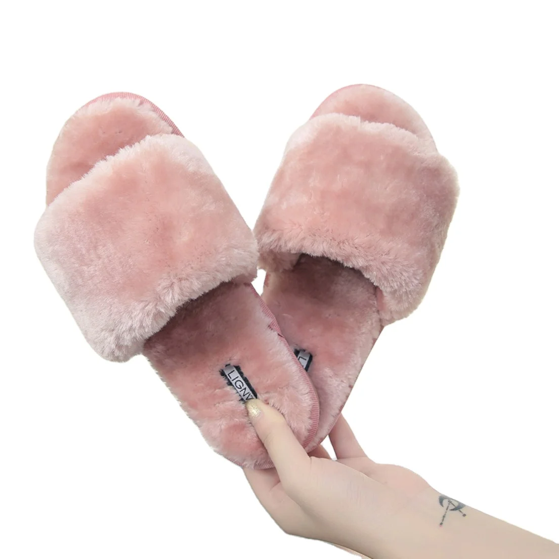 

New Fur Slippers Women Fashion Style Slides outdoor Flip Flops Flat Fur Sandals, 7 colors