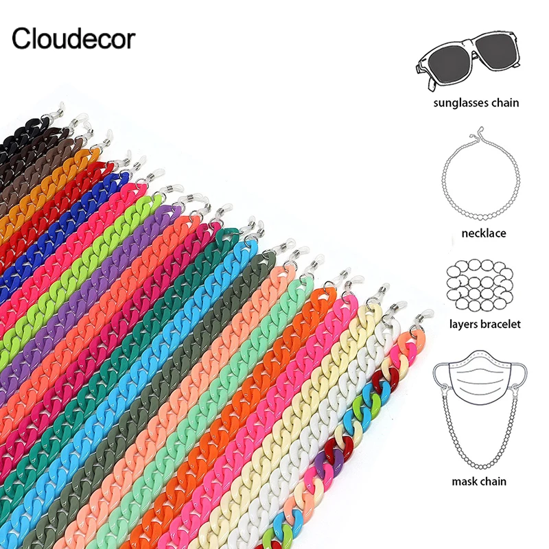 

Big Acrylic Chain Eyeglasses Sunglasses Neck Strap Holder Mask Accessories Reading Glasses Cord Anti Slip Glasses Chain Holder, Solid color