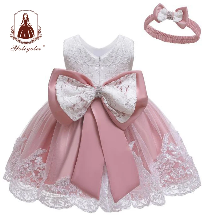 

50% Off 0-6 Years Party Kids Ball Gown Baby Dress Wedding Birthday Baptism Formal Flower Girl's Dresses With Big Bow