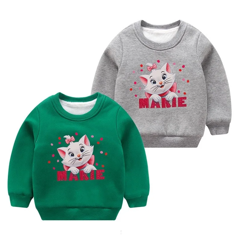 

3-7 Years Children Sweatershirt New Winter Plus Velvet Clothes Girls Cartoon Warm Tops Pullover Autumn Tops For Boys Kid Outwear