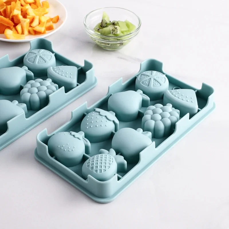 

DM690 8 Cavity Strawberry Pineapple Grape Fruits Shape Silicone Ice Tray Molds DIY Chocolate Candy Cake Making Tools