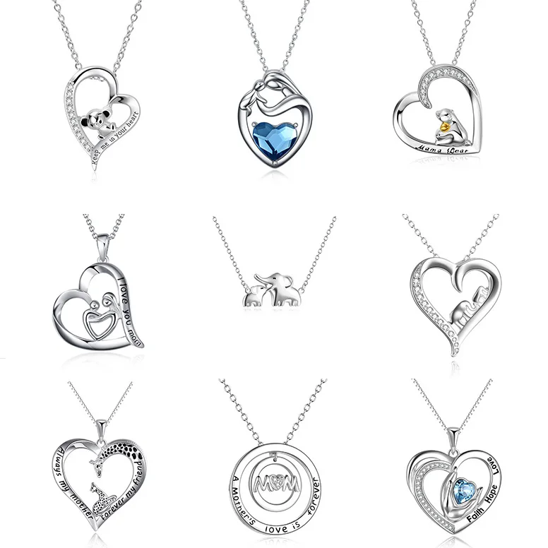 

YFN Mothers Day Jewelry Animal 925 Sterling Silver Heart Necklace for Women Mom