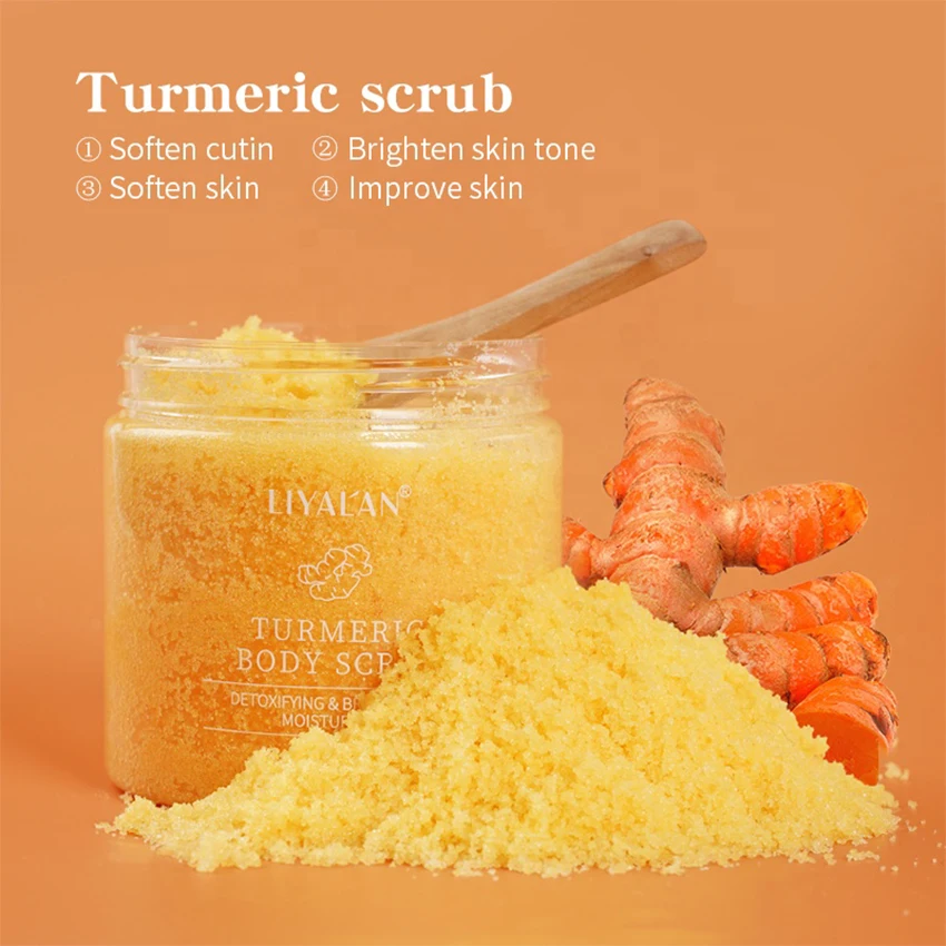 

Private Label Natural Organic Herbal Tumeric Face Body Whitening Deep Cleansing Exfoliating Bath Turmeric Sugar Scrub
