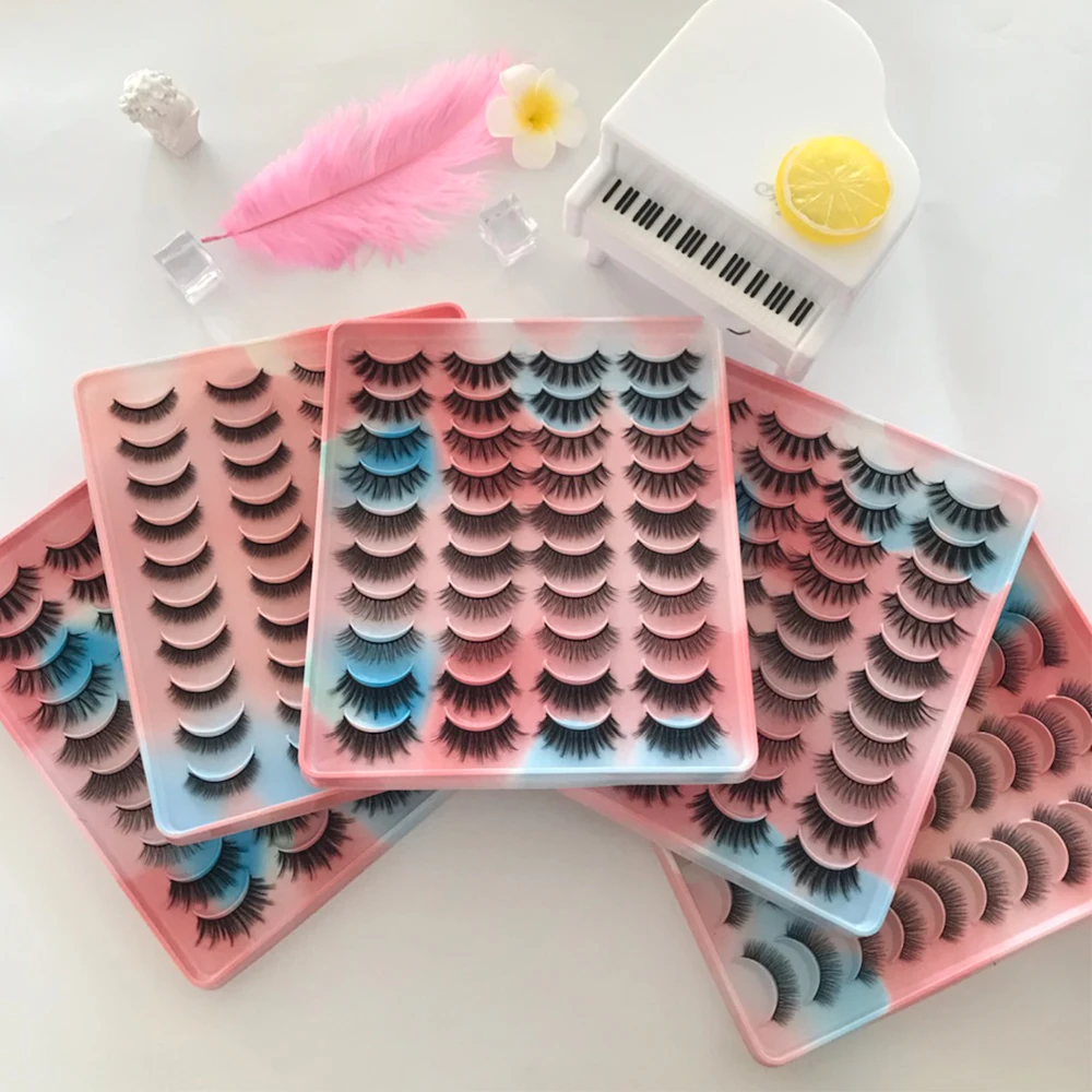 

Mink and Silk vegan lashes supply customized private label logo fluffy strip faux mink eyelashes with box on sale