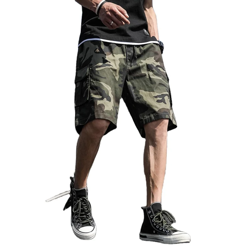 

Men's cotton overalls shorts summer Korean trend camouflage loose casual sports five-point pants