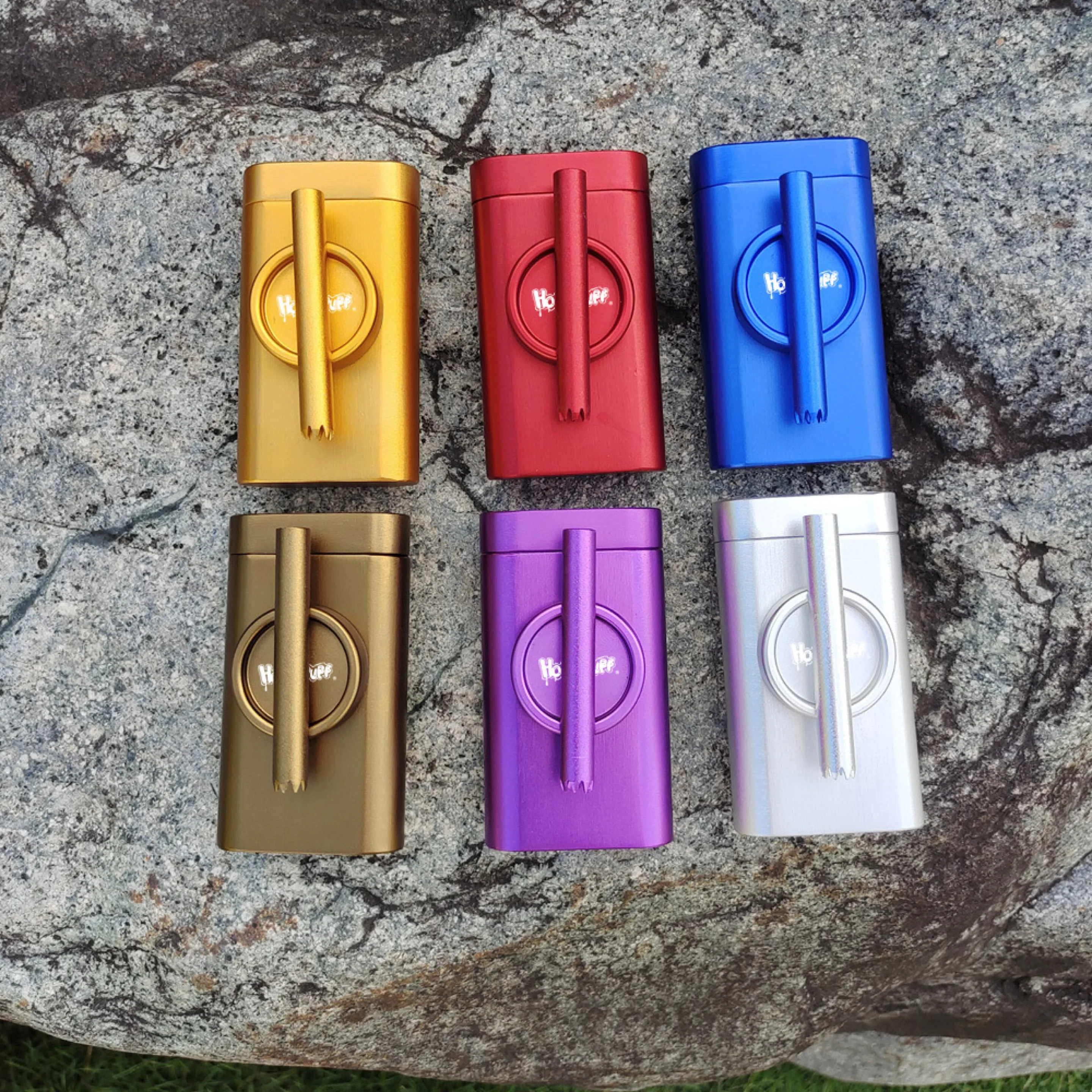 

Hot sale Customizable LOGO Compact multifunctional aluminum alloy grinding pipe storage integrated cigarette case, Mix colors