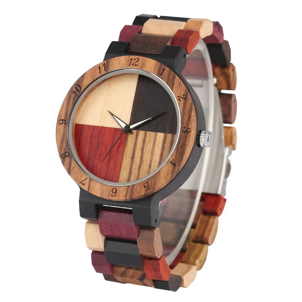 

Wholesale New Colorful Men Watches Wood Private Label Reloj De Pulsera Madera