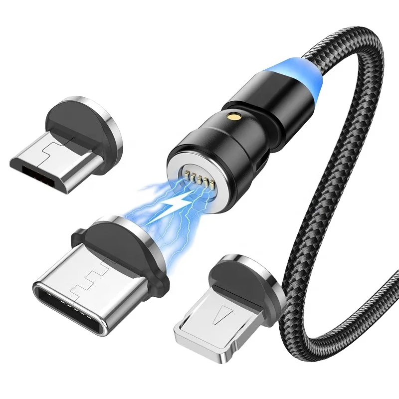

Magnetic Cable 540 Degree Rotating L Shape Usb Type C Cable Fast Charging 2.4a Compatible Micro Usb/type-c/i-product