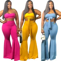 

2019 Hot Selling Nigh Club Wear Dress Sexy Crop Top Women Two Piece Pants Set