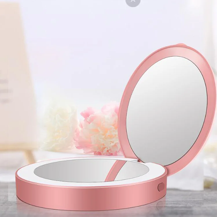 

Power Bank Charger Cosmetic Folding Portable Pocket Mirror LED Lights Makeup Tool Women Ladies Lighted Pocket Makeup Mirror