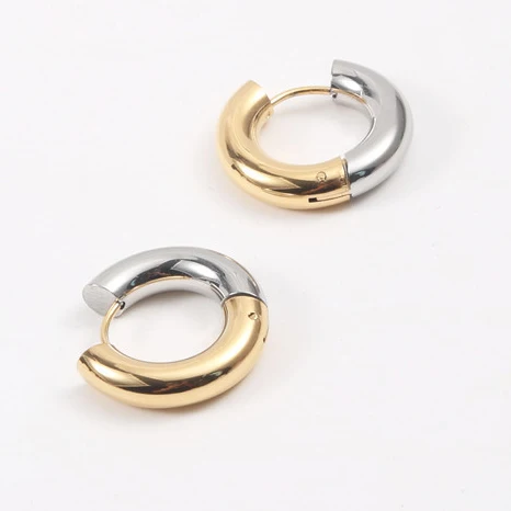 

2021 New Trendy Stainless Steel Jewelry 18K Gold Plated Interval Silver HOOP CELI Solid Earrings