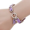 Public Benefit Breast Cancer Awareness Lock Purple Ribbon Bracelet