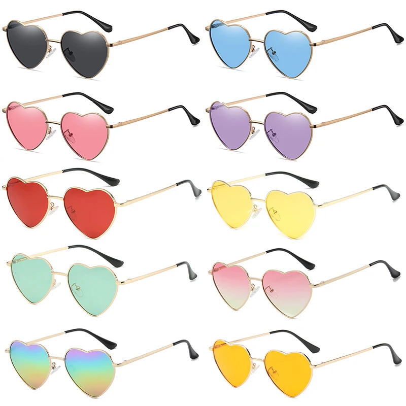 Fashion metal retro heart shape sun glasses multicolor sun eyeglasses spring hinge outdoor polarized sunglasses 2023