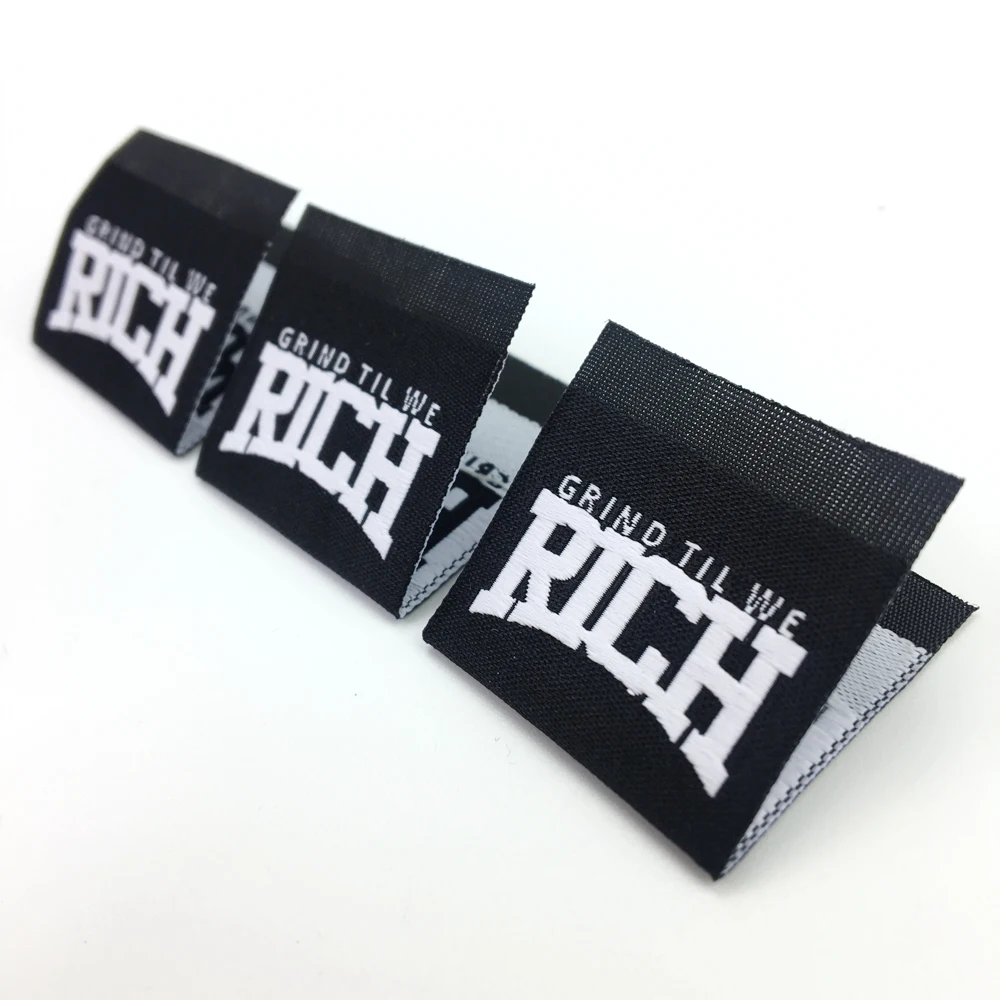 

custom clothes woven label End fold woven label Woven Sew-on labels garment fabric wig tags