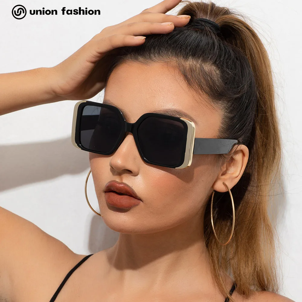 

2022 New Ins Retro Metal Edge Frames Luxury Oversized Square Sunglasses Women