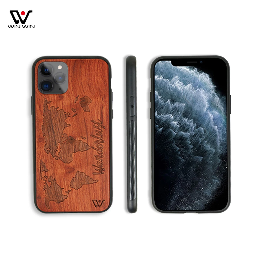 

Newest Designs Engraved Rosewood Wood Shockproof Mobile Cover Biodegradable Case For iPhone 12 Pro