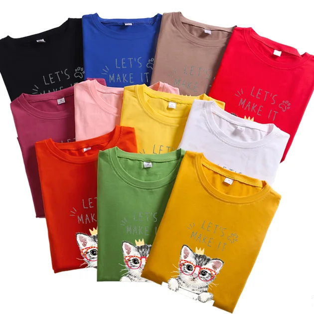 

Hot-selling customer printed tshirts cotton short sleeve plain women tshirt