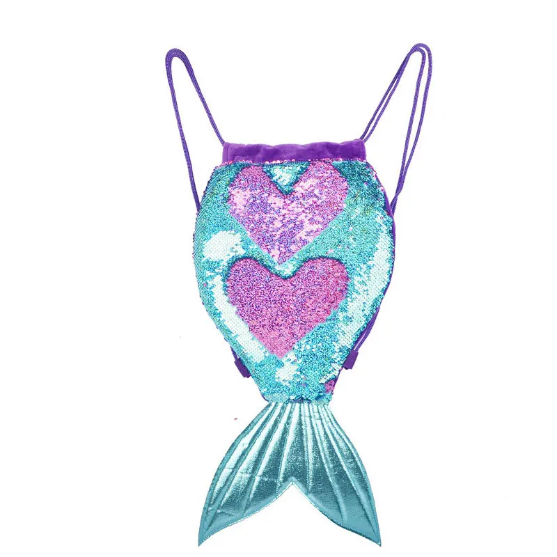 

China Cheap price Christmas gift Lovely small flip sequin Mermaid bag for Children, Blue-purple, pink