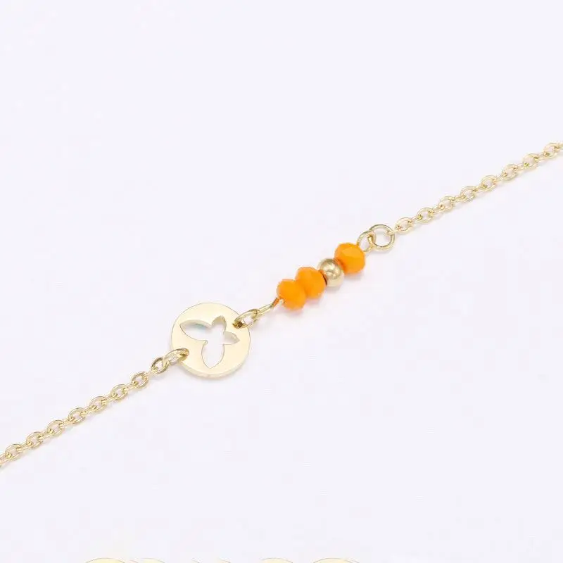 

Trendy Stainless Steel Fashion Accessories Gold Plated Hollow Butterfly Pendant Chain Bracelet