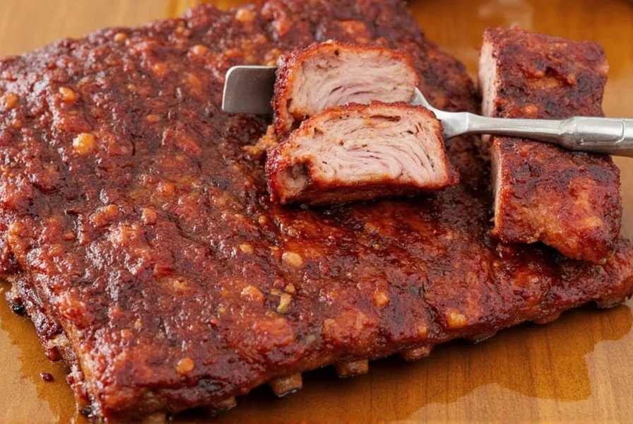 Sliced low and slow ribs served on plate