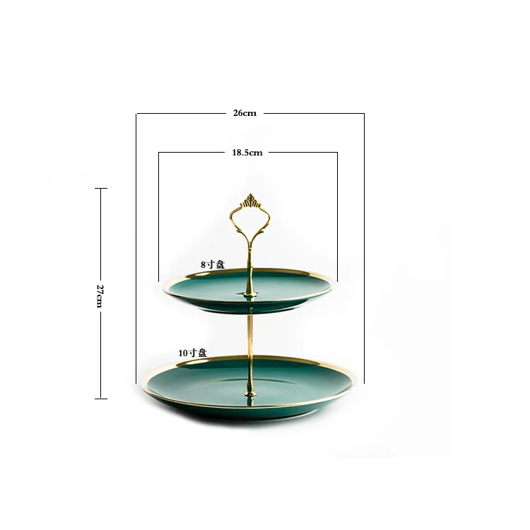 Luxury 3- Tier Ceramic Green Cake Stand Emerald Cupcakes Stand With