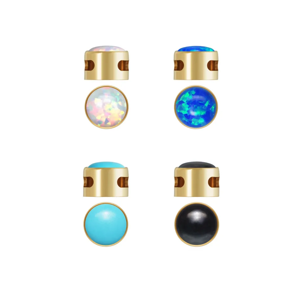 New Design 14K Gold Filled 6mm Imitation Blue White Opal Turquoise Black Onyx Charm Beads for Jewelry Making Pendant