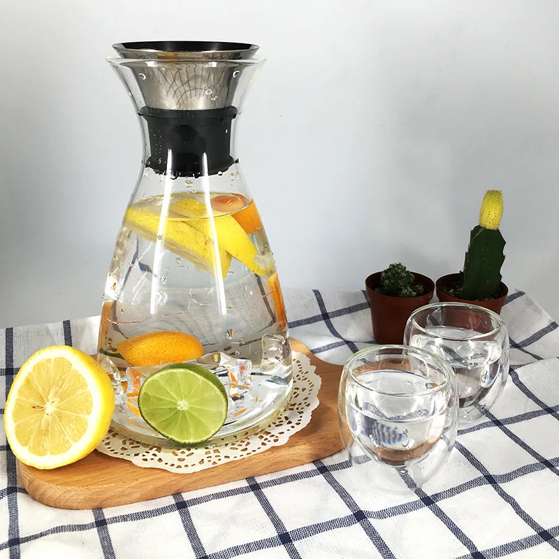 

1000ML 1400ML water jug glass Lead free crystal hot and cold water tea pot, Clear